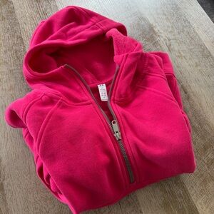 Hot pink yoga crop hoodie with thumb holes size XL